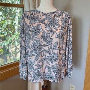 LOFT Black and White Floral Top